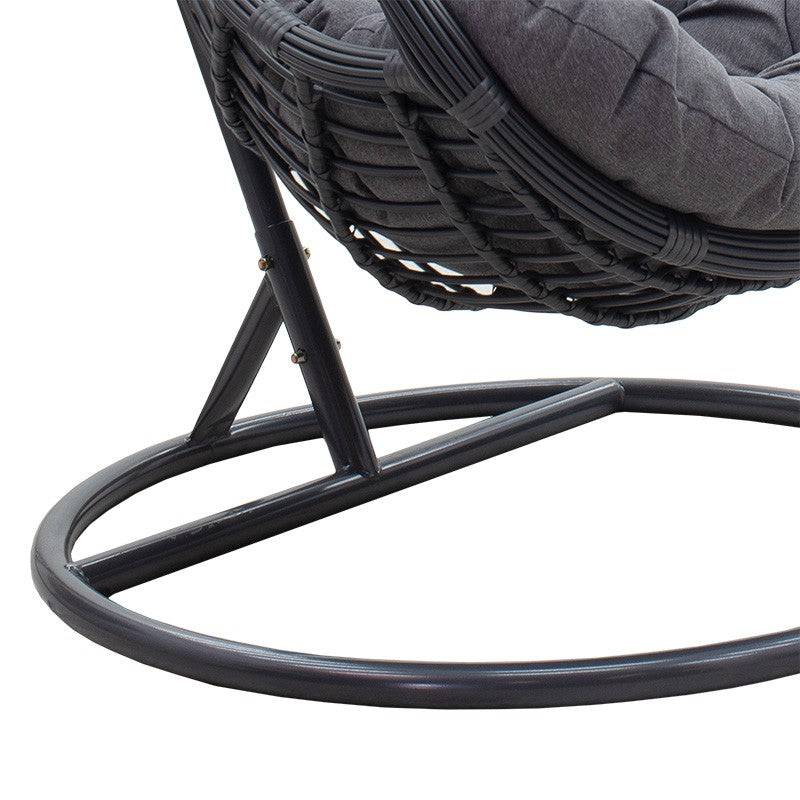 fauteuil suspendu balancelle de jardin métal anthracite coussin gris - Image 7