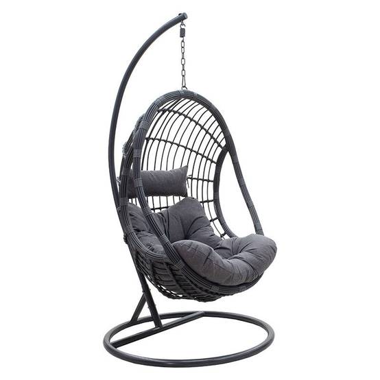 fauteuil suspendu balancelle de jardin métal anthracite coussin gris - Image 1