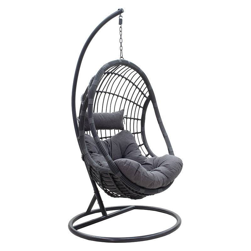 fauteuil suspendu balancelle de jardin métal anthracite coussin gris - Image 1