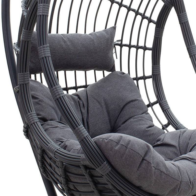 fauteuil suspendu balancelle de jardin métal anthracite coussin gris - Image 6