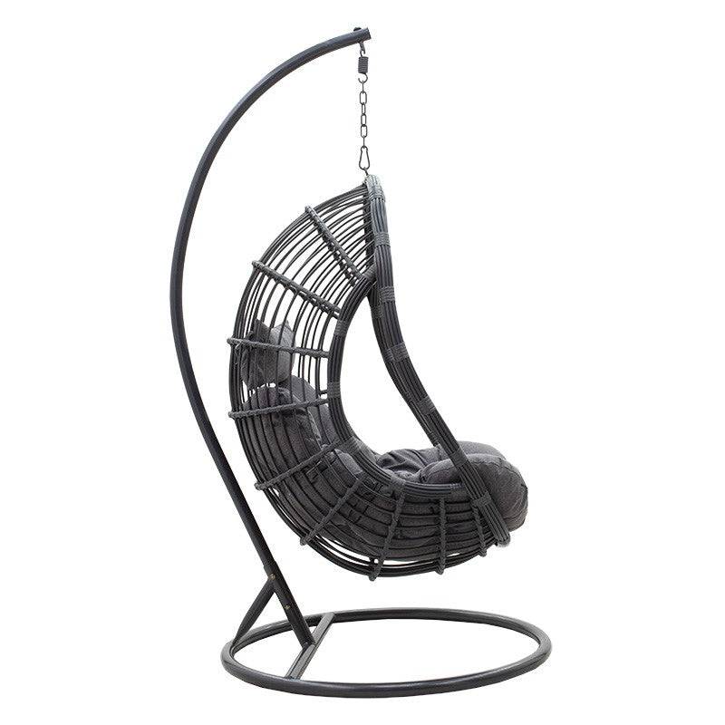 fauteuil suspendu balancelle de jardin métal anthracite coussin gris - Image 4