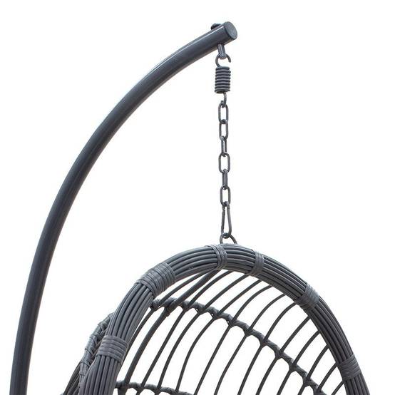 fauteuil suspendu balancelle de jardin métal anthracite coussin gris - Image 5