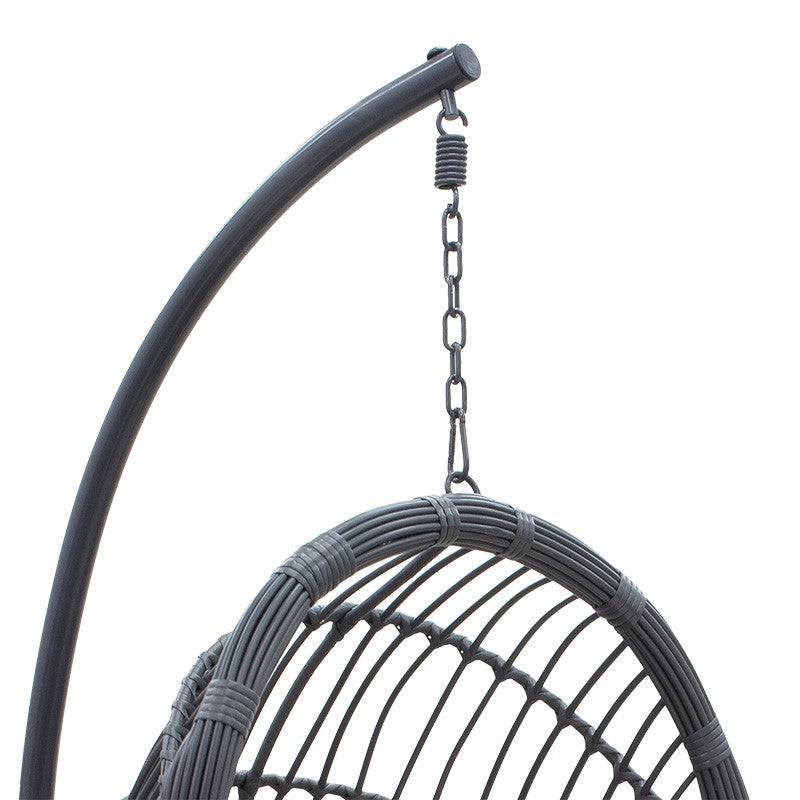 fauteuil suspendu balancelle de jardin métal anthracite coussin gris - Image 5