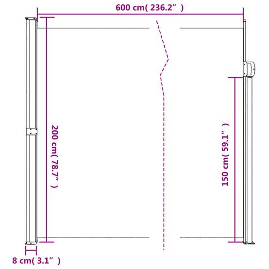 Store Banne - Auvent latéral rétractable crème 200x600 cm - MEUBLE PRO-JU5003 - Image 10