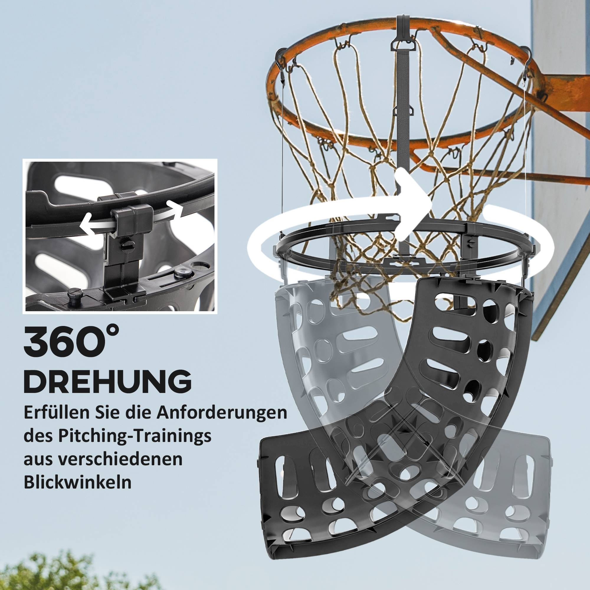 ComfortXL - Rebondisseur de basket plastique noir 35,6 x 35,6 x 75,5 cm pour panier entraînement 360° hauteur réglable - Image 5