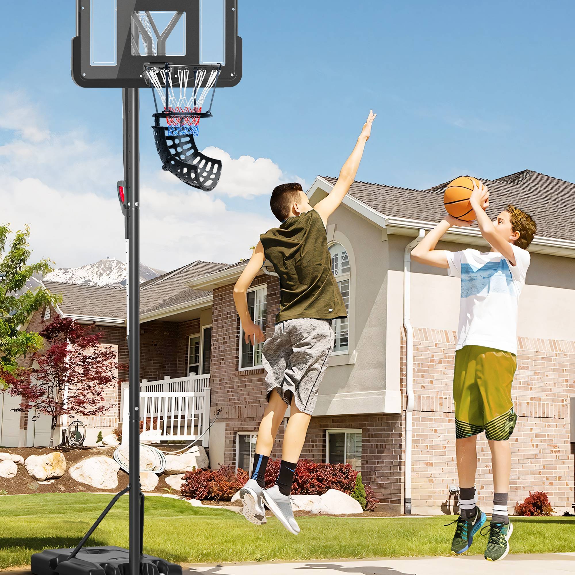 ComfortXL - Rebondisseur de basket plastique noir 35,6 x 35,6 x 75,5 cm pour panier entraînement 360° hauteur réglable - Image 7