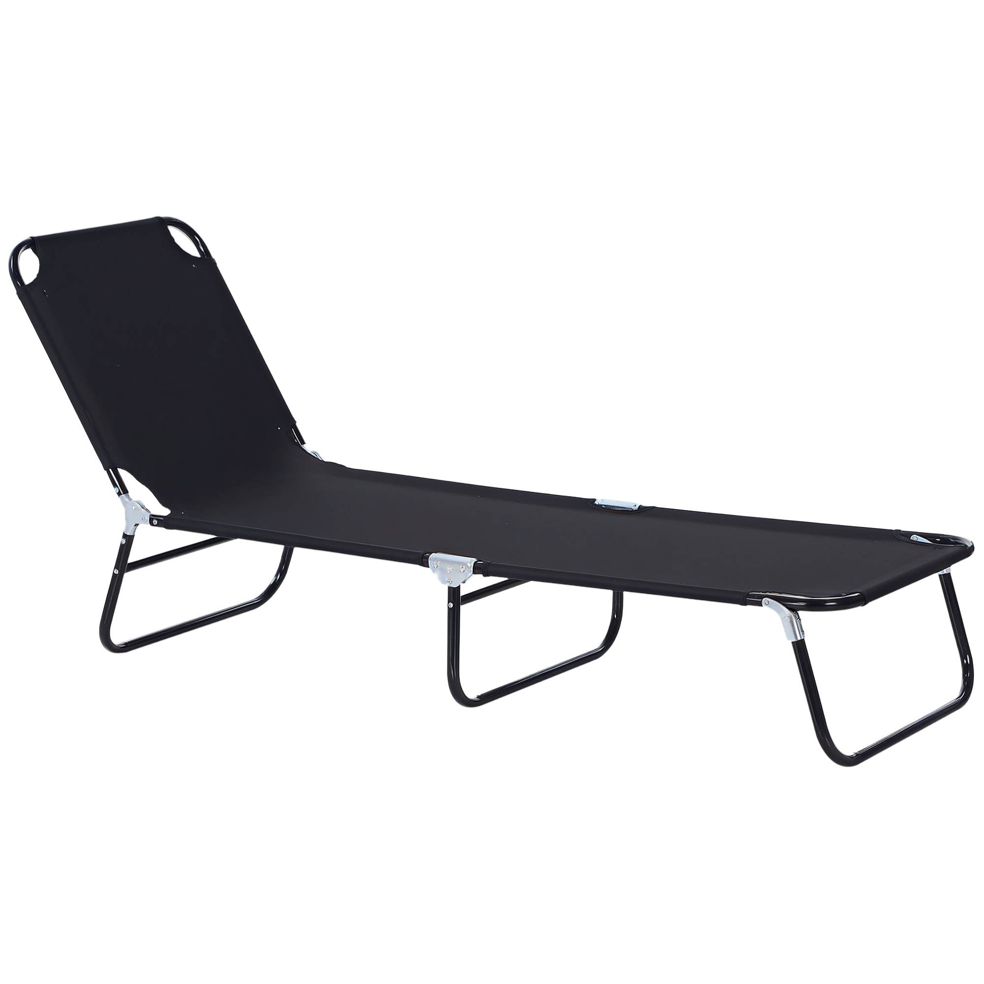 Sans Marque - Tumbona plegable reclinable 5 posiciones, para jardín piscina terraza y camping, carga 120 kg, 188x56x28 cm, negro - Image 1