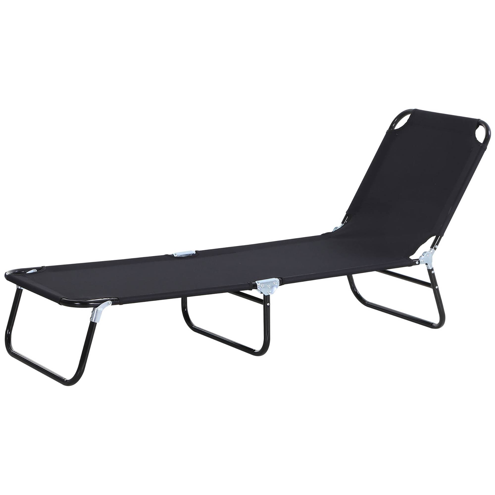 Sans Marque - Tumbona plegable reclinable 5 posiciones, para jardín piscina terraza y camping, carga 120 kg, 188x56x28 cm, negro - Image 2