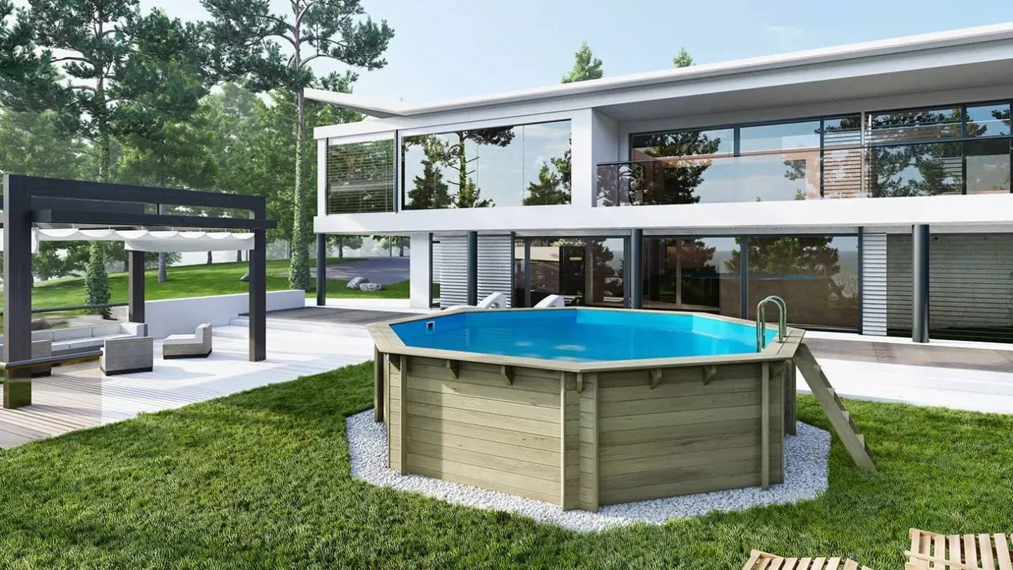 Altanka - Piscine en bois 5,37x5,37 - H.1,31 m - avec filtration - BAS754OSP - Image 1