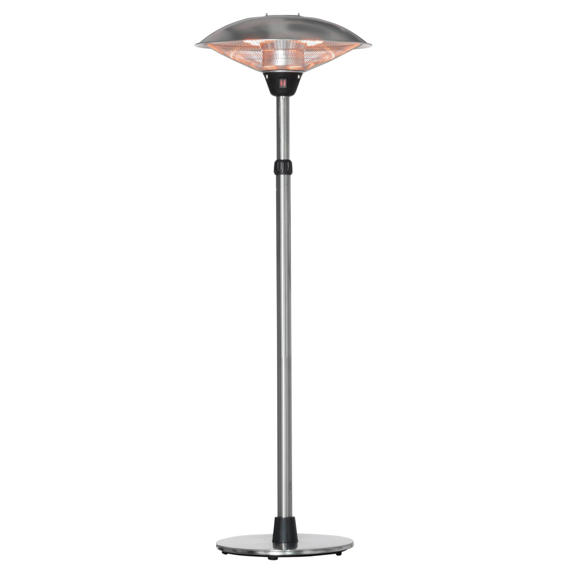 Parasol chauffant électrique infrarouge sans émission de CO₂, IP44, plusieurs puissances, hauteur réglable, acier inoxydable argenté - Image 1