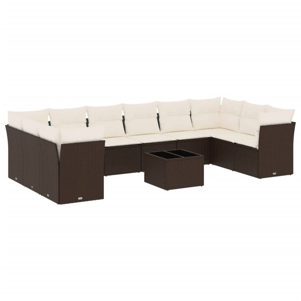 Vidaxl - Salon de jardin et coussins 11 pcs marron résine tressée vidaXL 3218213 - Image 2