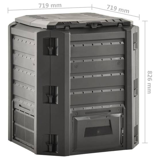 Composteur de jardin polypropylène noir 71.9 x 71.9 x 82.6 cm - PANGIVO - Image 5