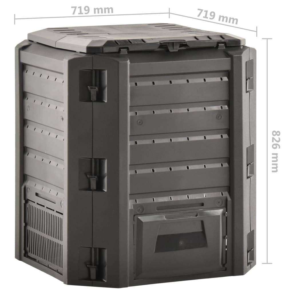 Composteur de jardin polypropylène noir 71.9 x 71.9 x 82.6 cm - PANGIVO - Image 5