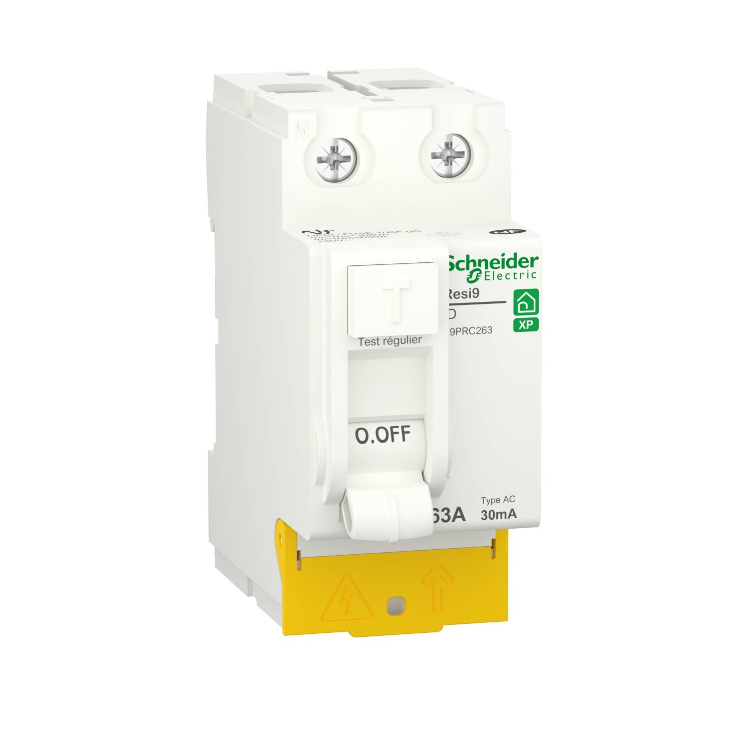 Schneider Electric - Interrupteur différentiel RESI9 30mA 2P peignable 63A Type AC - SCHNEIDER ELECTRIC - R9PRC263