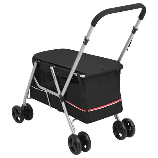 Poussette pour chien tissu de lin et acier noir 100 x 49 x 96 cm - PANGIVO - Image 6