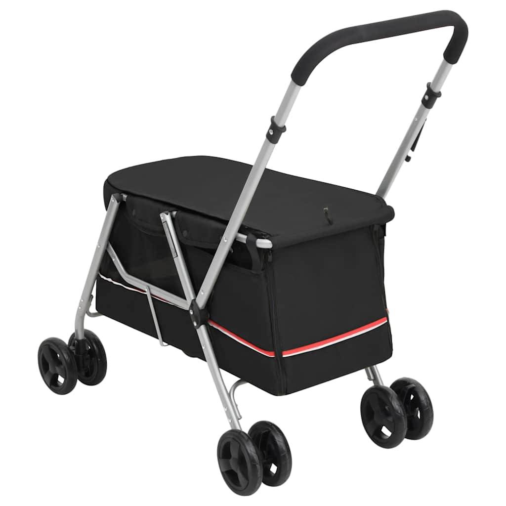 Poussette pour chien tissu de lin et acier noir 100 x 49 x 96 cm - PANGIVO - Image 6
