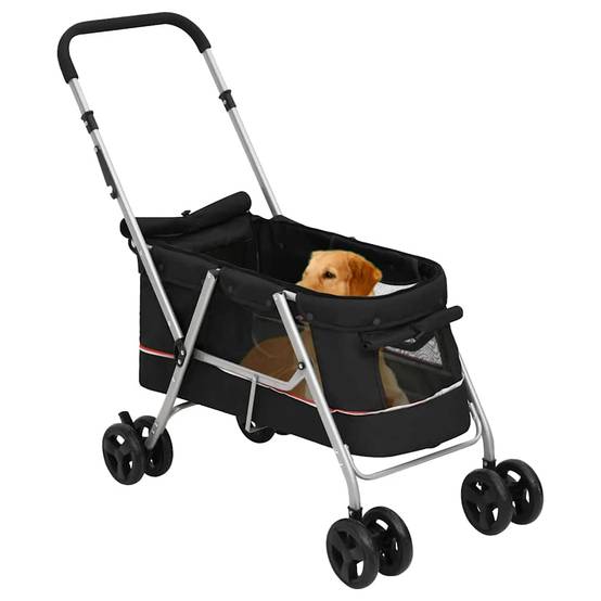 Poussette pour chien tissu de lin et acier noir 100 x 49 x 96 cm - PANGIVO - Image 2