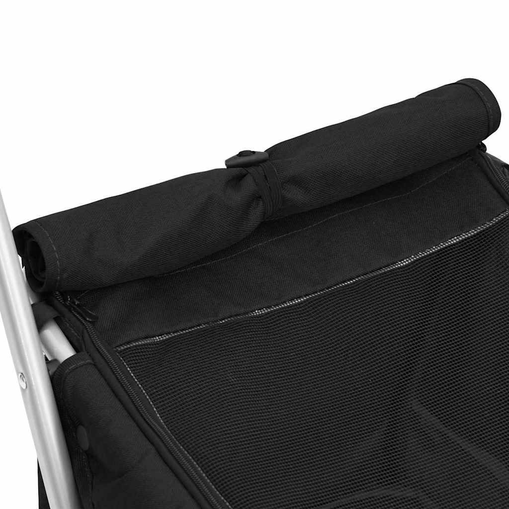 Poussette pour chien tissu de lin et acier noir 100 x 49 x 96 cm - PANGIVO - Image 9