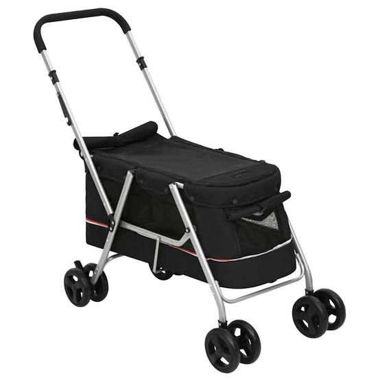 Poussette pour chien tissu de lin et acier noir 100 x 49 x 96 cm - PANGIVO - Image 3
