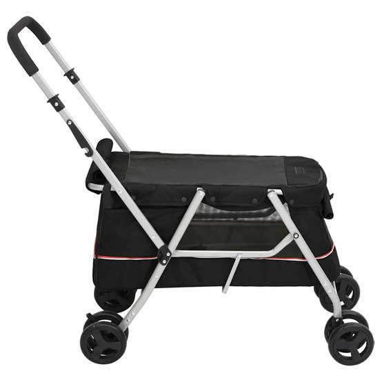 Poussette pour chien tissu de lin et acier noir 100 x 49 x 96 cm - PANGIVO - Image 5