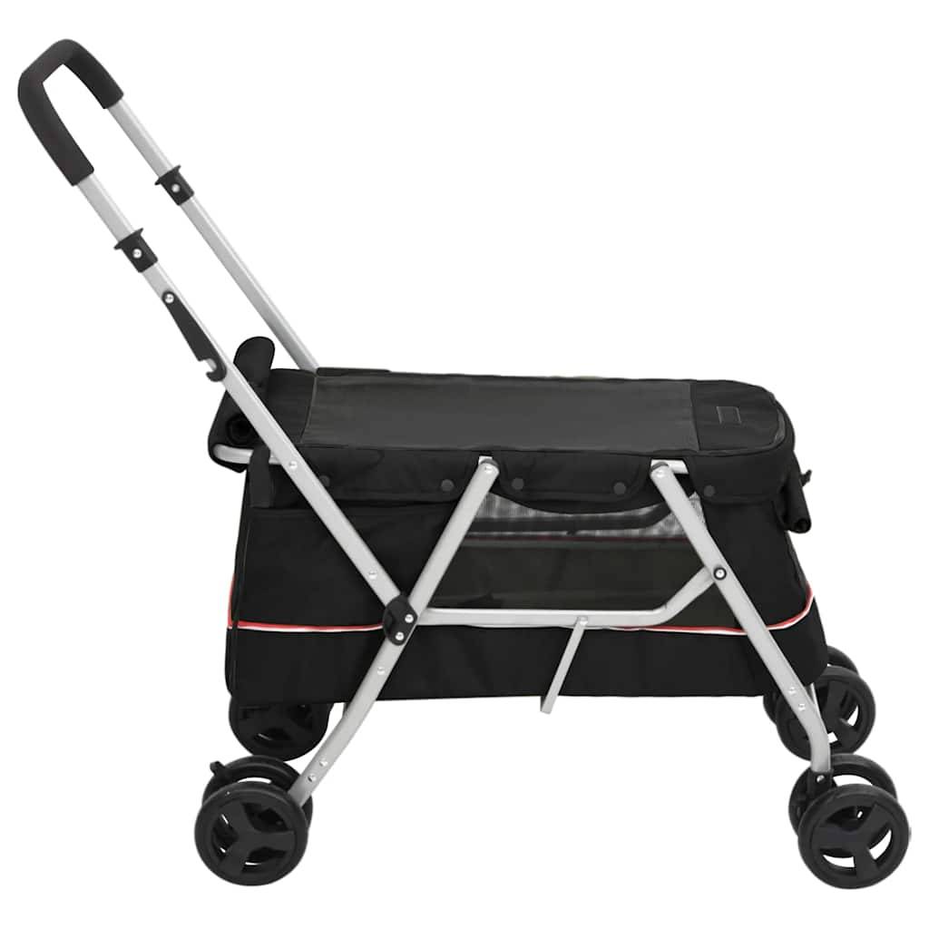 Poussette pour chien tissu de lin et acier noir 100 x 49 x 96 cm - PANGIVO - Image 5