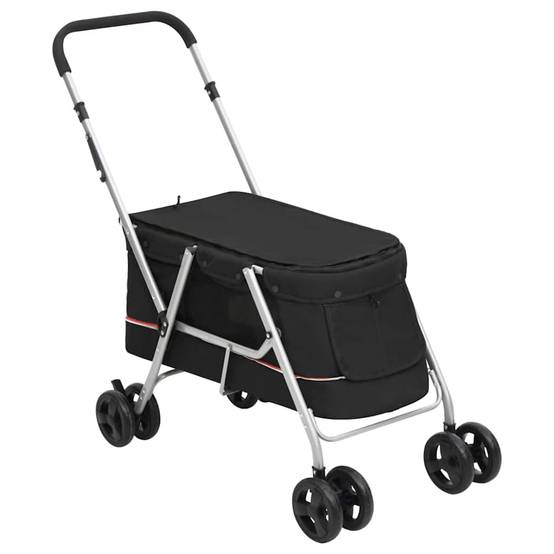 Poussette pour chien tissu de lin et acier noir 100 x 49 x 96 cm - PANGIVO - Image 1