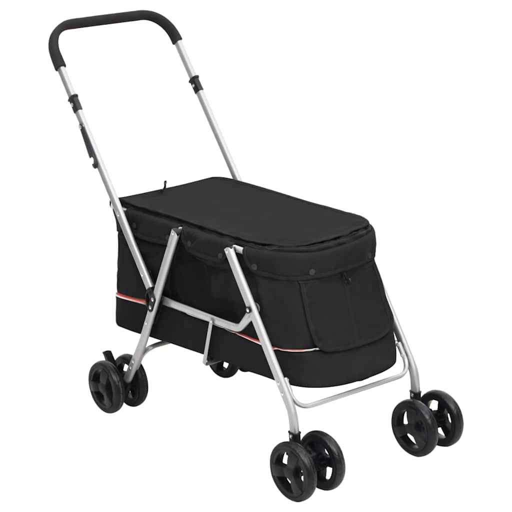 Poussette pour chien tissu de lin et acier noir 100 x 49 x 96 cm - PANGIVO - Image 1