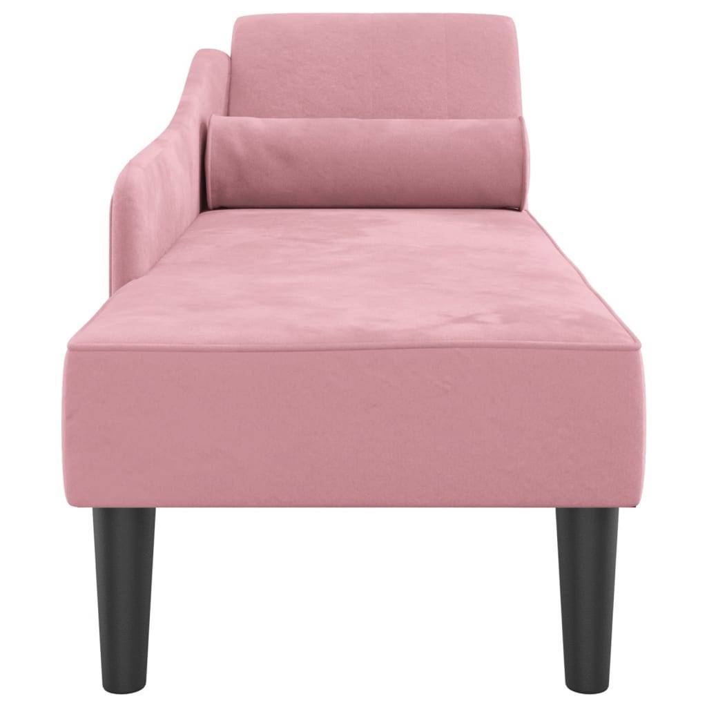 Maison Chic - Bain de soleil - Transat - Chaise longue avec coussins rose velours - MEUBLE PRO - Image 4