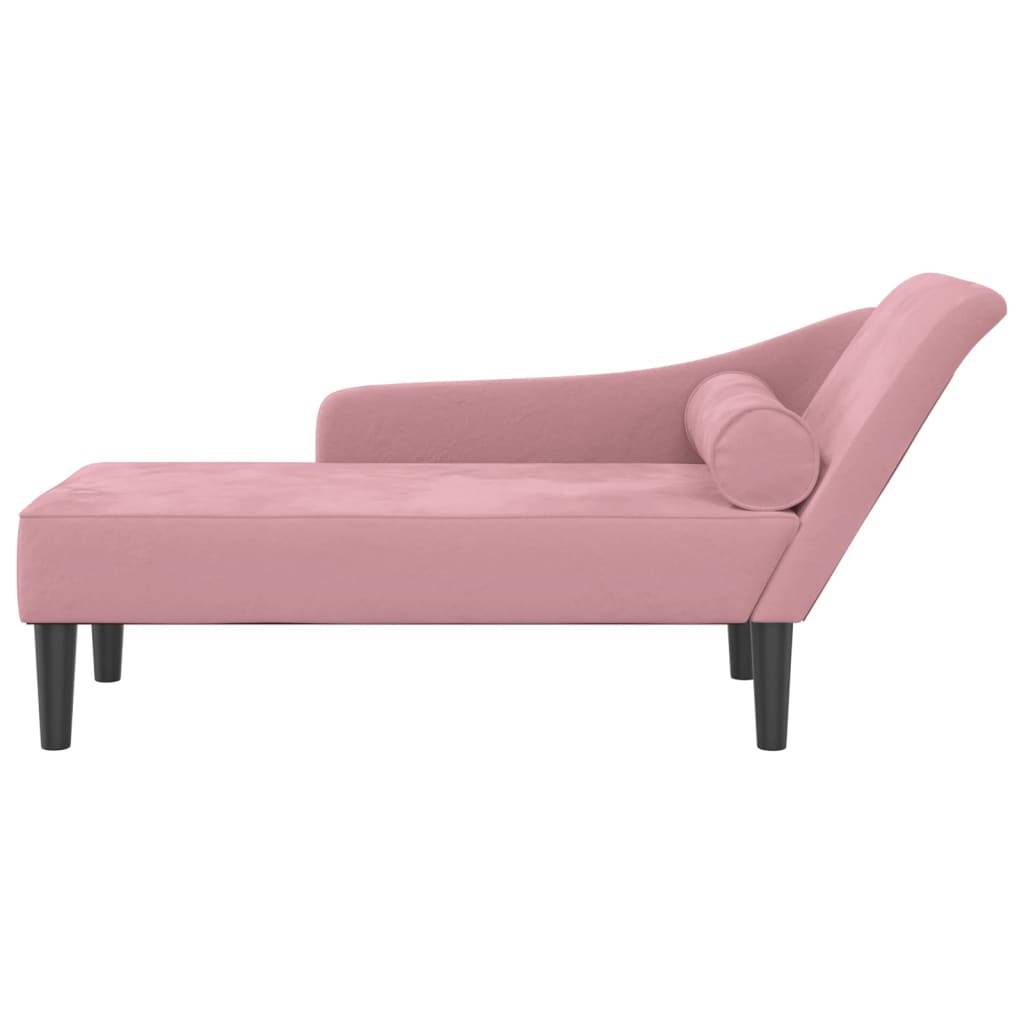 Maison Chic - Bain de soleil - Transat - Chaise longue avec coussins rose velours - MEUBLE PRO - Image 3