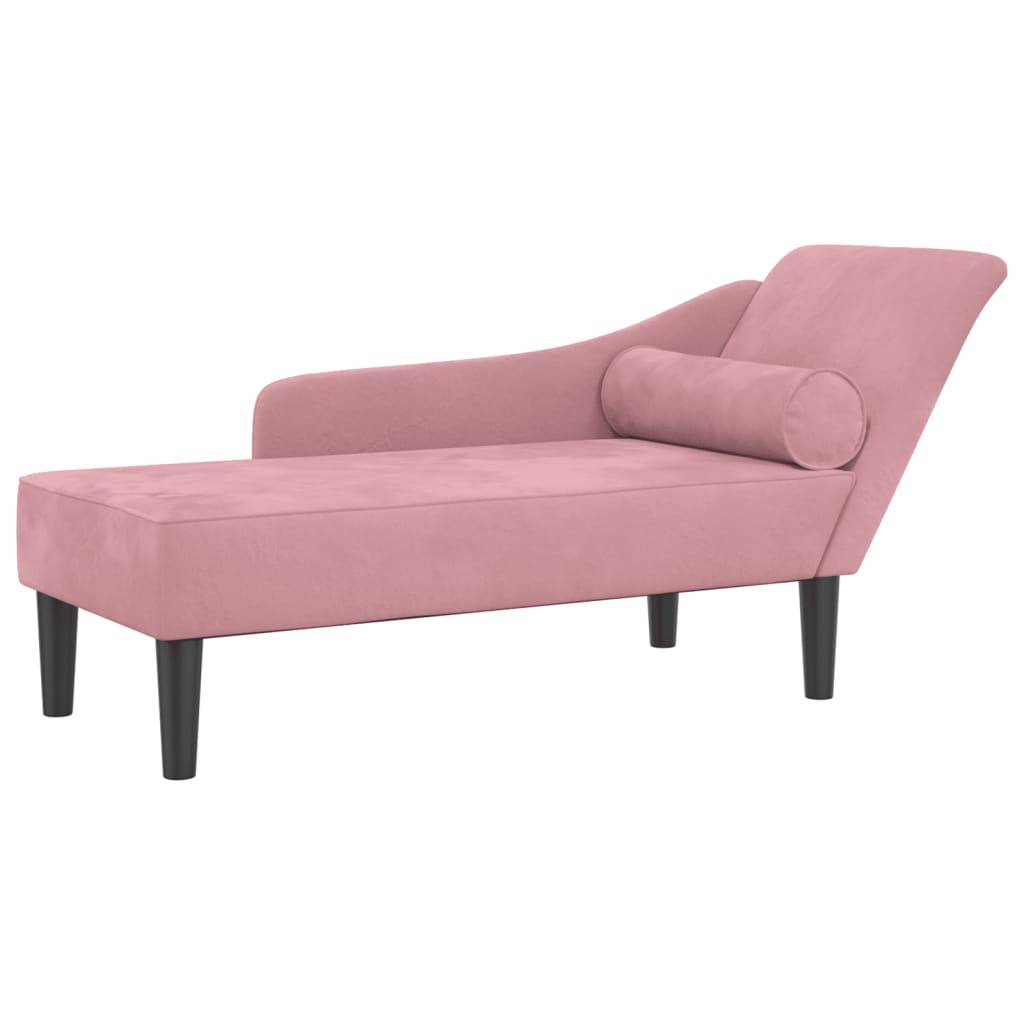 Maison Chic - Bain de soleil - Transat - Chaise longue avec coussins rose velours - MEUBLE PRO - Image 1