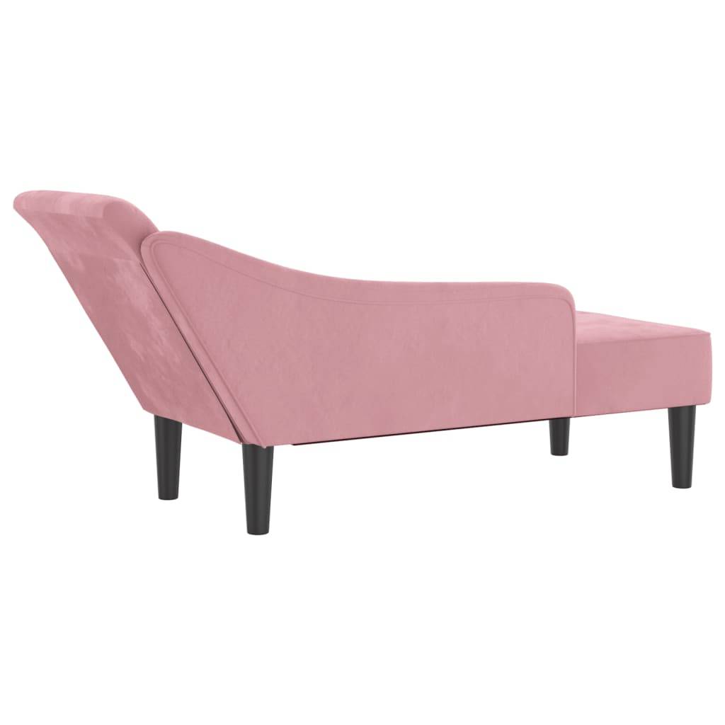 Maison Chic - Bain de soleil - Transat - Chaise longue avec coussins rose velours - MEUBLE PRO - Image 5