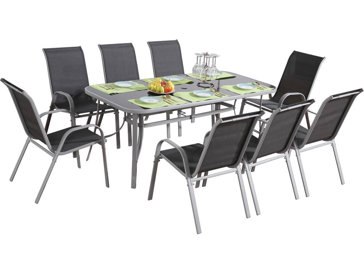 Habitat Et Jardin - Table Et Chaises De Jardin En Textilène "cordoba Xl 180" - Phoenix - 8 Places - Gris Foncé -habitat Et Jardin - Image 1