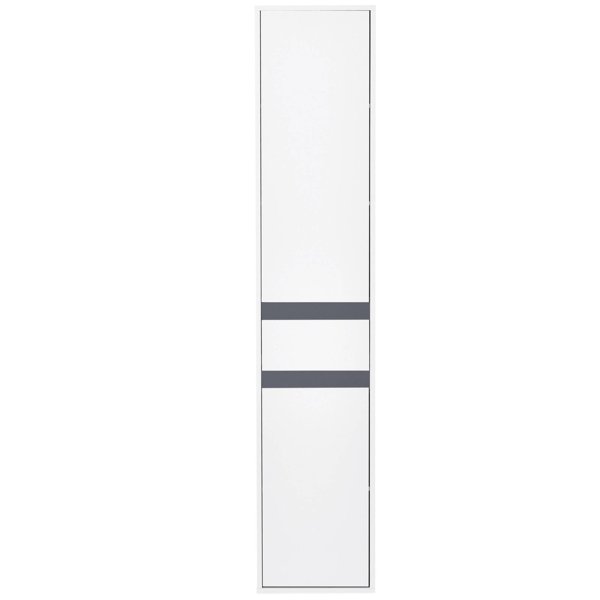 Colonne salle de bain avec 2 placards 3 étagères et tiroir, meuble rangement vertical bois blanc moderne - Image 2