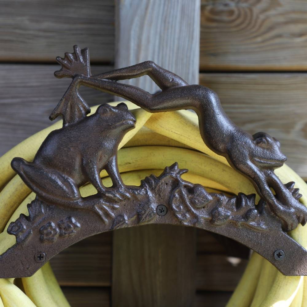Enrouleur support mural porte tuyau d'arrosage fonte marron 24.5cm Chemin de campagne - Image 3