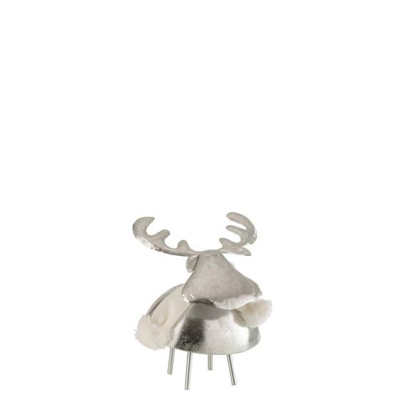 Cerf en métal argent 16.5x15x17.5 cm - J-Line