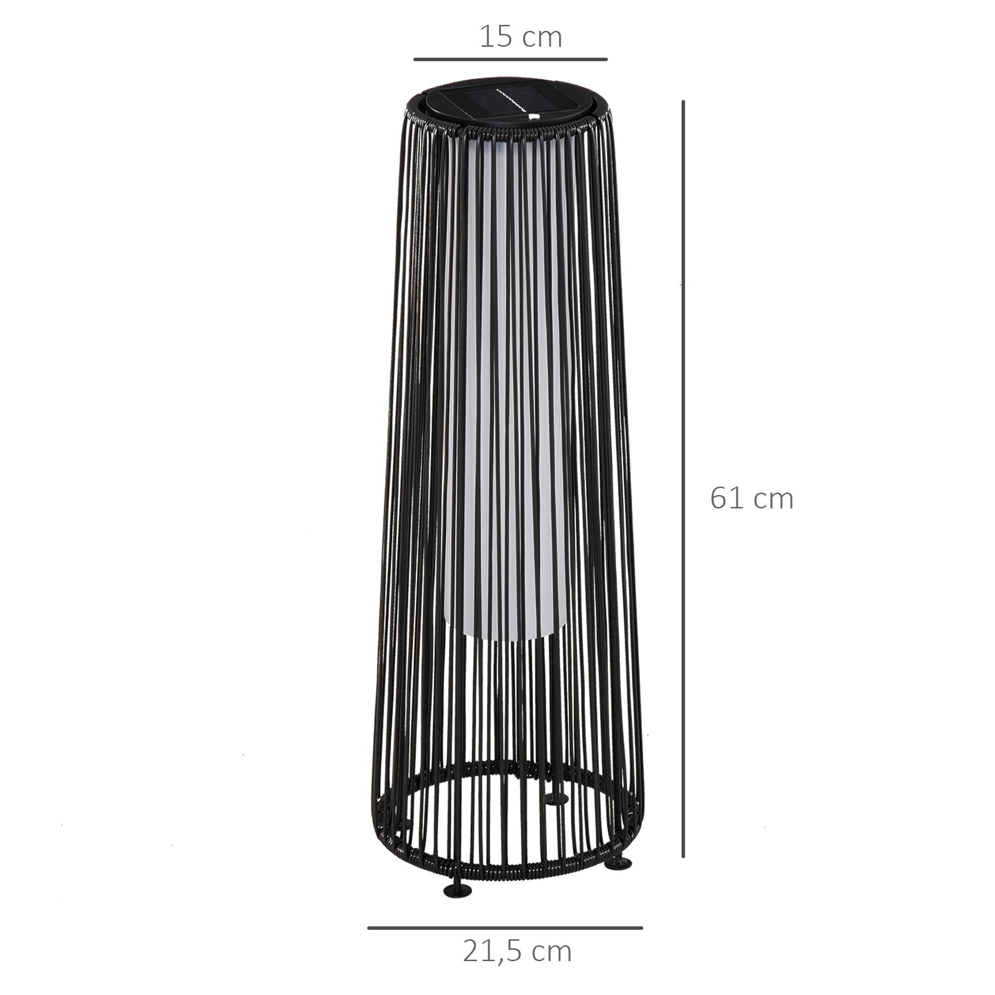 Lampadaire de jardin LED résine tressée noir 21.5 x 21.5 x 61 cm - PANGIVO - Image 5