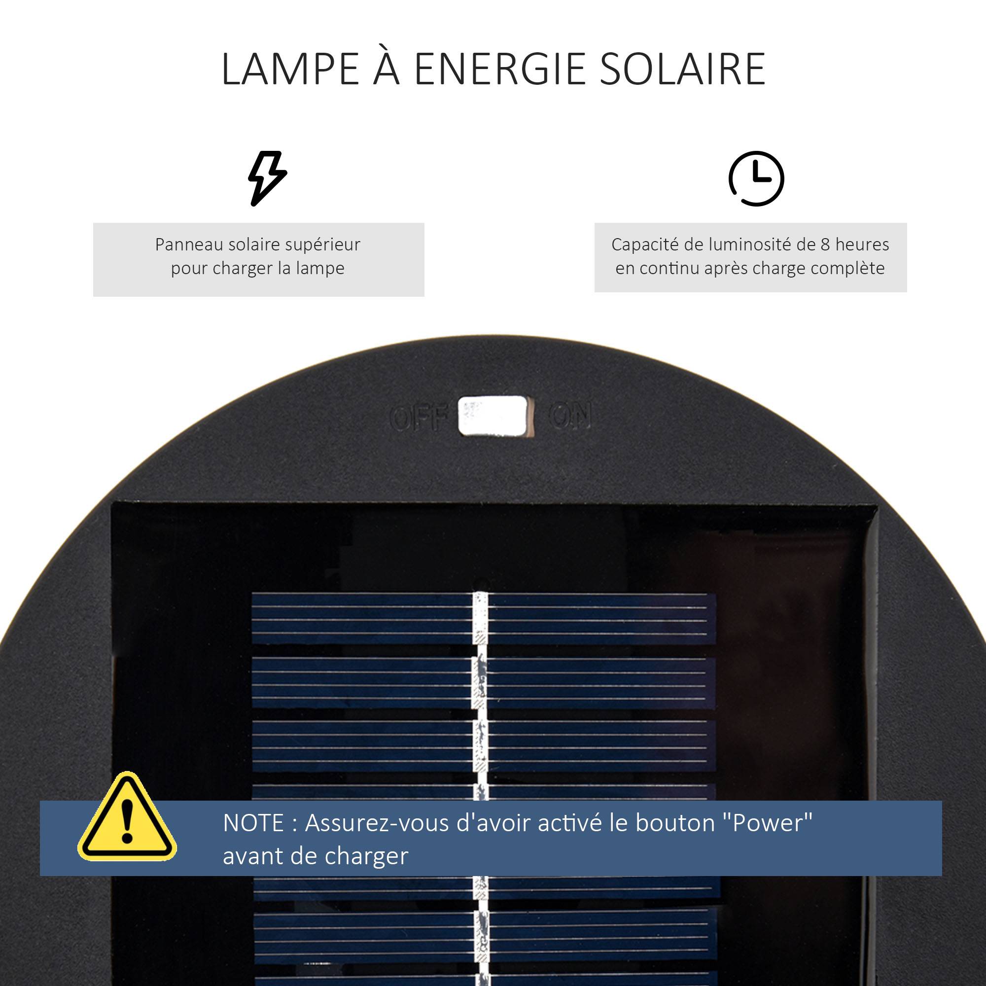Lampadaire de jardin LED résine tressée noir 21.5 x 21.5 x 61 cm - PANGIVO - Image 7
