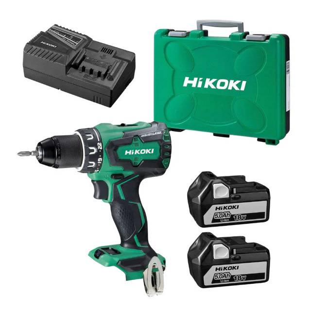 Perceuse à percussion 18V - HIKOKI - avec 2 batteries 18V 5.0Ah BSL1850MA + chargeur + coffret - DV18DEWJZ - Image 1