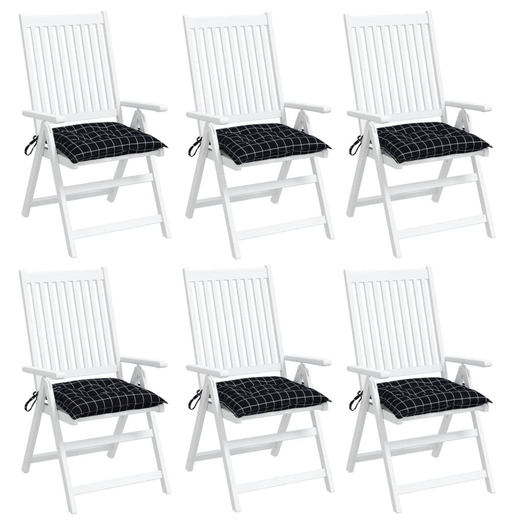 Coussins de chaise tissu Oxford carreaux noir 50 x 50 x 7 cm - PANGIVO - Image 4