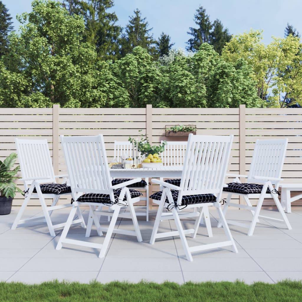 Coussins de chaise tissu Oxford carreaux noir 50 x 50 x 7 cm - PANGIVO - Image 1