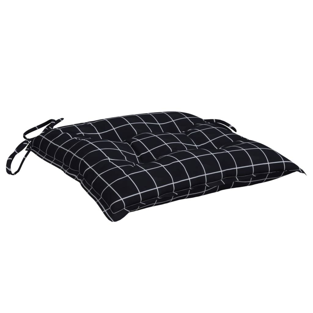 Coussins de chaise tissu Oxford carreaux noir 50 x 50 x 7 cm - PANGIVO - Image 5