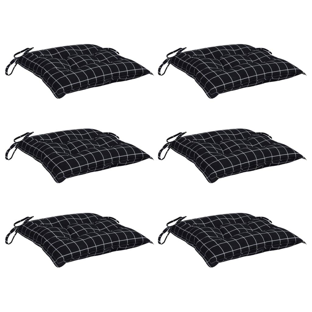 Coussins de chaise tissu Oxford carreaux noir 50 x 50 x 7 cm - PANGIVO - Image 3