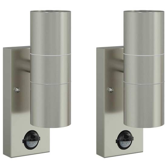 2pcs Appliques murales extérieures - Lampes murales extérieures Argent 7 x 10 x 22 cm g19 - Image 1