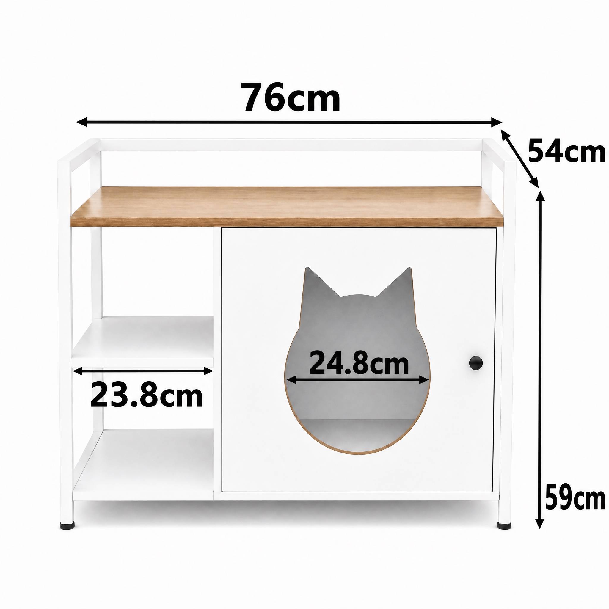 ComfortXL - Meuble cache-litière pour chat blanc et bois avec 2 étagères de rangement - ComfortXL Outdoor Living - Image 6