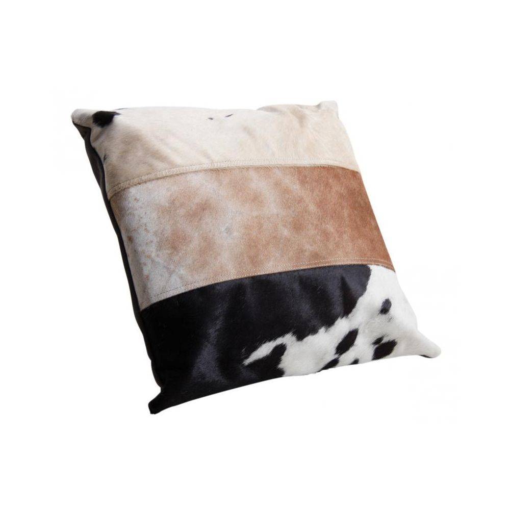 Aubry Gaspard - Coussin en peau de vache véritable modèle aléatoire Tricolore 45x45 - Image 2