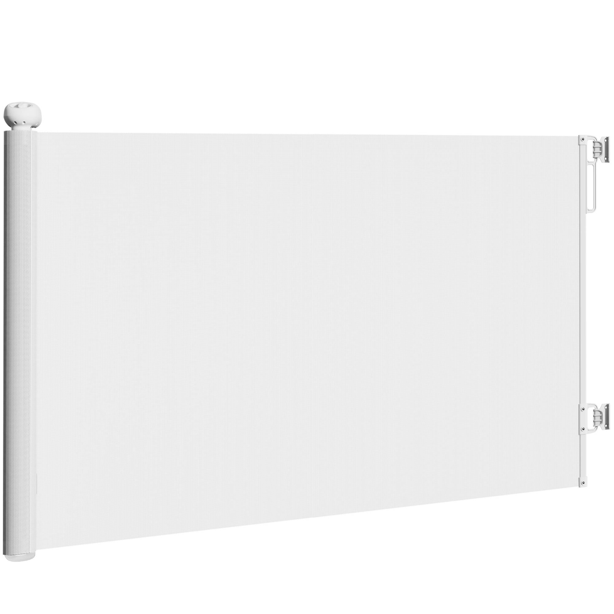 Barrière rétractable chien chat plastique escalier porte verrouillable 146cm blanc - ComfortXL Outdoor Living - Image 2