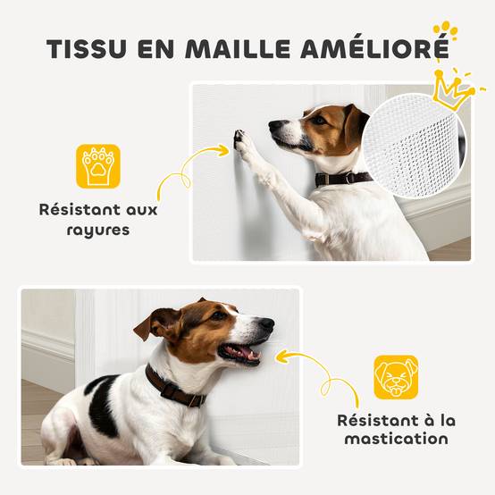 Barrière rétractable chien chat plastique escalier porte verrouillable 146cm blanc - ComfortXL Outdoor Living - Image 7