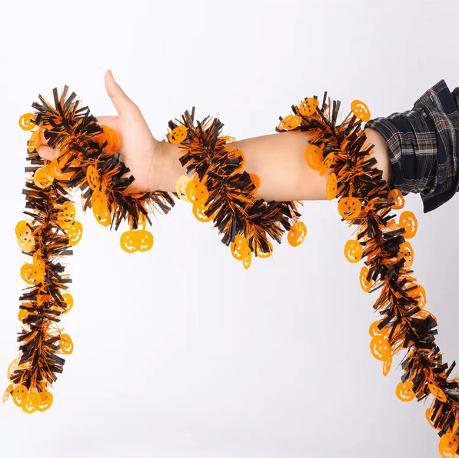 8 rubans décoratifs citrouilles d'Halloween, guirlandes scintillantes, idéales pour les décorations murales et les sapins de Noël. - Image 3