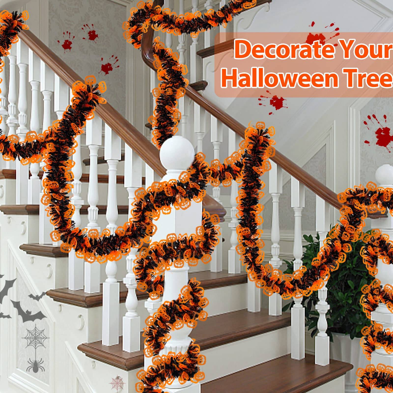 8 rubans décoratifs citrouilles d'Halloween, guirlandes scintillantes, idéales pour les décorations murales et les sapins de Noël. - Image 6
