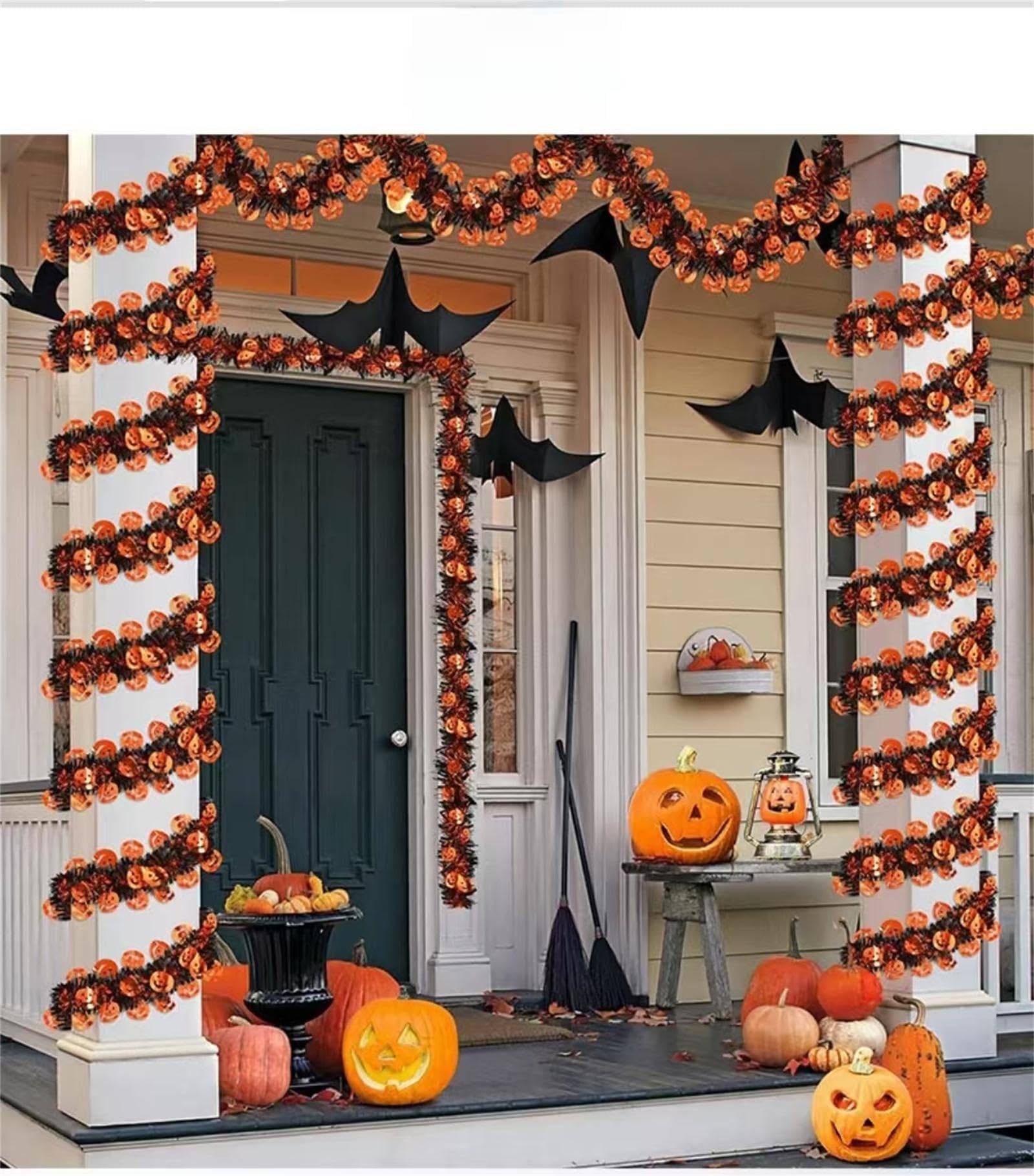 8 rubans décoratifs citrouilles d'Halloween, guirlandes scintillantes, idéales pour les décorations murales et les sapins de Noël. - Image 2